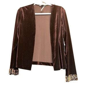 Vintage Brown Velvet Dark Academia Evening Goth Glam 90s Y2K Whimsigoth Blazer M